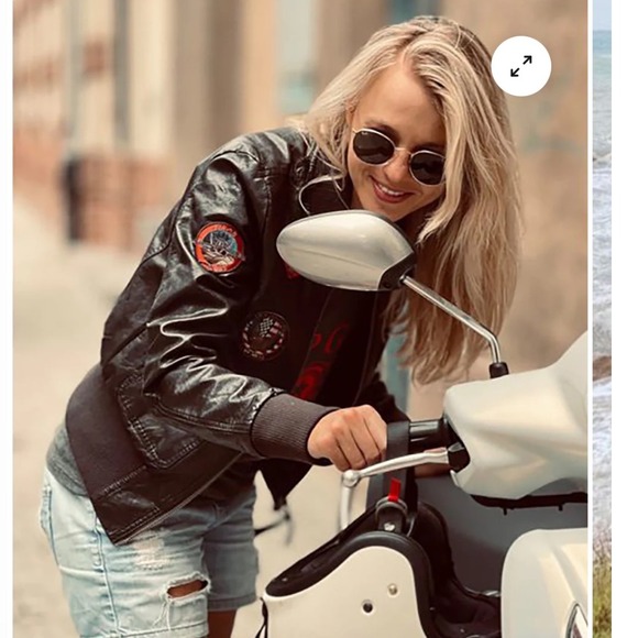 Top Gun Official Womens Brown Faux Leather Bomber Jacket Nwot sz M Fully Lined - Picture 4 of 14